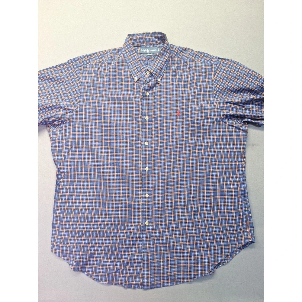 Polo Ralph Lauren Mens XL Blue Red Plaid Classic Fit Button Down Preppy Casual